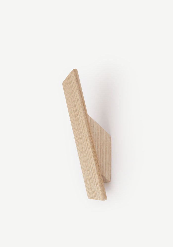 simple wooden wall hook made from ash