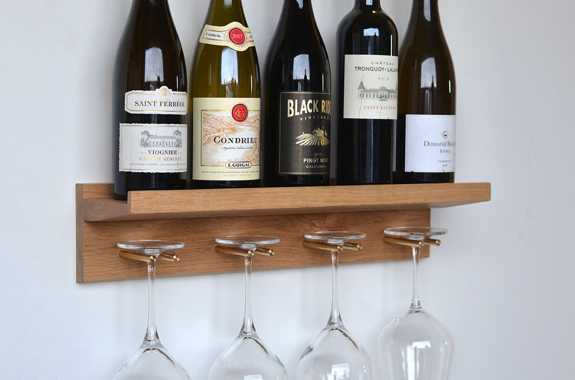 wine shelf with glasses rack